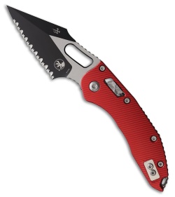 Microtech Stitch Ram-Lok Knife Fluted Red Aluminum (3.75" Two-Tone Full Serr)