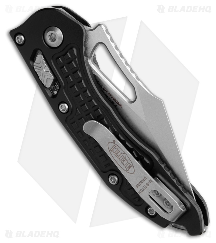 Microtech M-Stitch Ram Lok Knife Frag Black Aluminum (3" Stonewash)