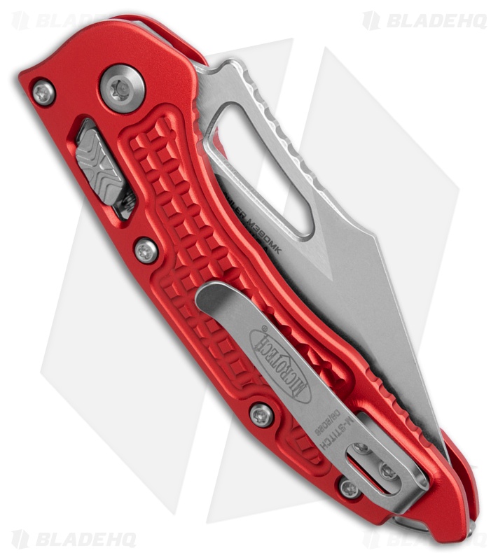 Microtech M-Stitch Ram-Lok Knife Frag Red Aluminum (3" Stonewash)
