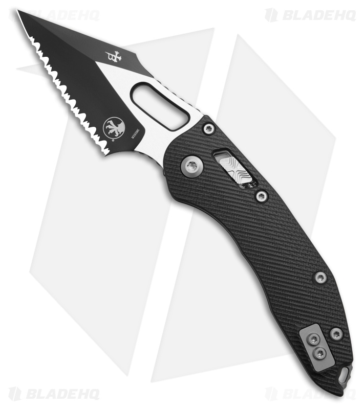 Microtech Stitch Ram-Lok Knife Black Fluted G-10 (3.7" Two-Tone Full Serr)