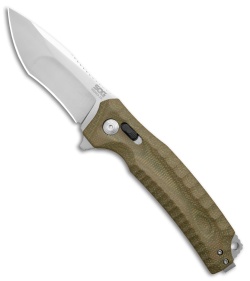 SOG Hidaka XR Crossbar Lock Knife Green Micarta (3.5" Satin)