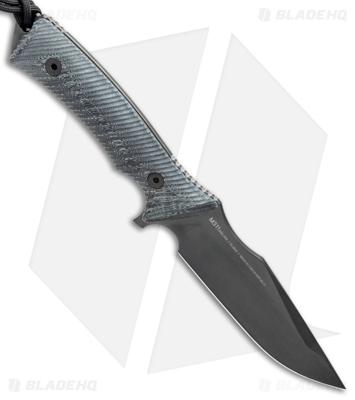 Acta Non Verba Knives M311 Spelter Fixed Blade Knife Black Micarta (4.75" DLC)