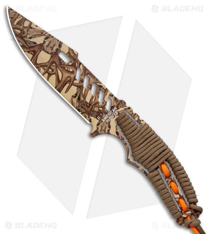 American Hunter Buck Blend Fixed Blade Knife Brown/Orange Paracord (5.25" Tan)