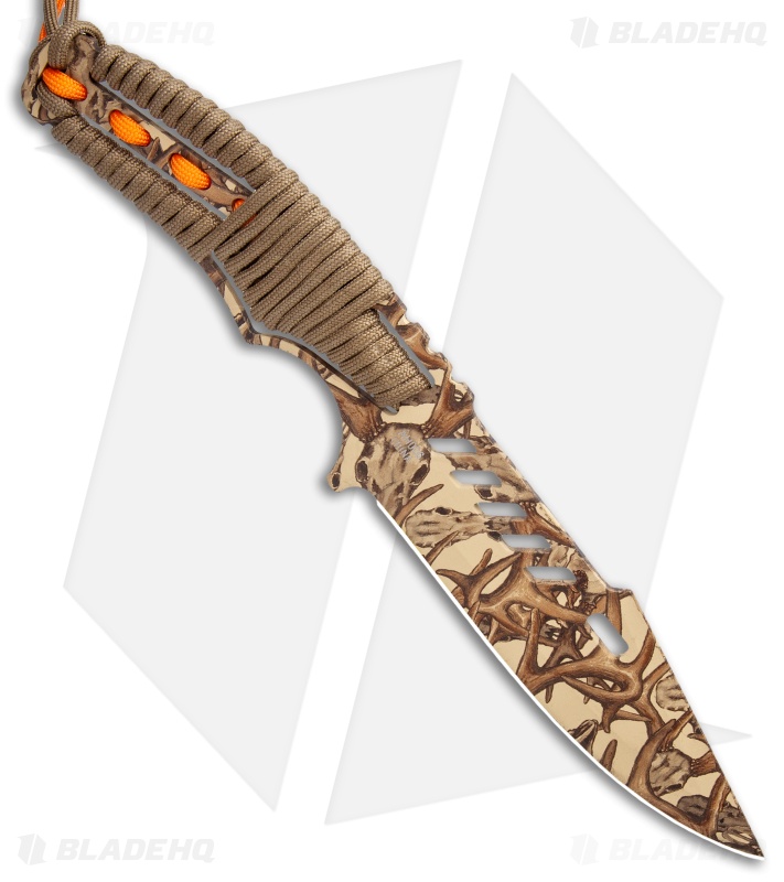 American Hunter Buck Blend Fixed Blade Knife Brown/Orange Paracord (5.25" Tan)