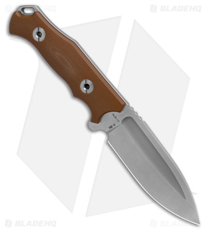Andre De Villiers Kudu Hunter Fixed Blade Knife Tan G-10 (4.5" Satin)
