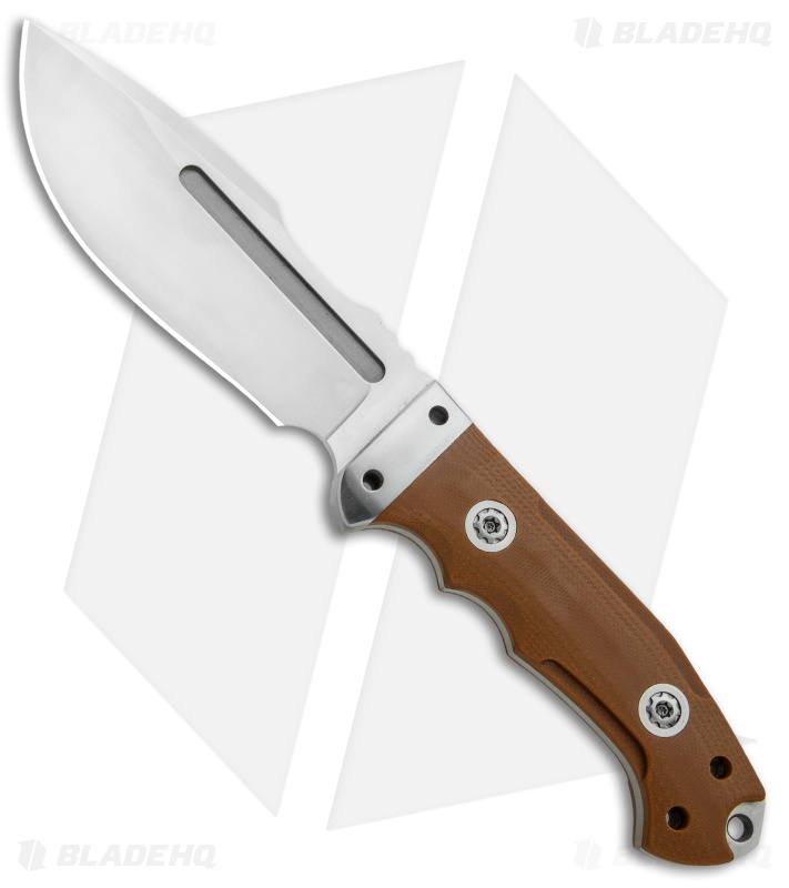 Andre De Villiers Megapoon Fixed Blade Brown G-10 w/ Fire Striker (4.8" Satin)