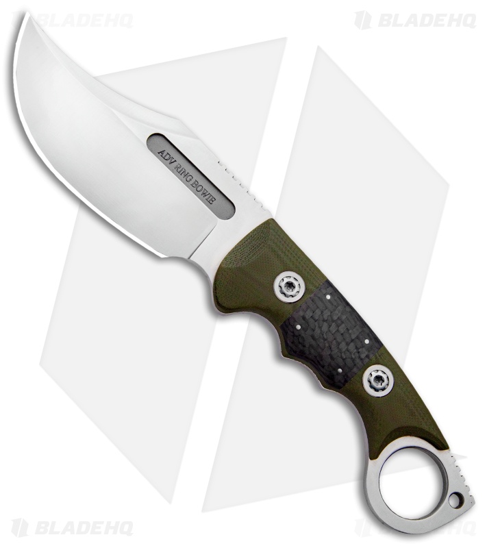 Andre De Villiers Ring Bowie Fixed Blade Knife CF/OD Green (4.63" Satin)