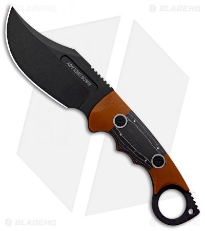 Andre De Villiers Ring Bowie Fixed Blade Knife CF/Tan G-10 (4.63" Black)
