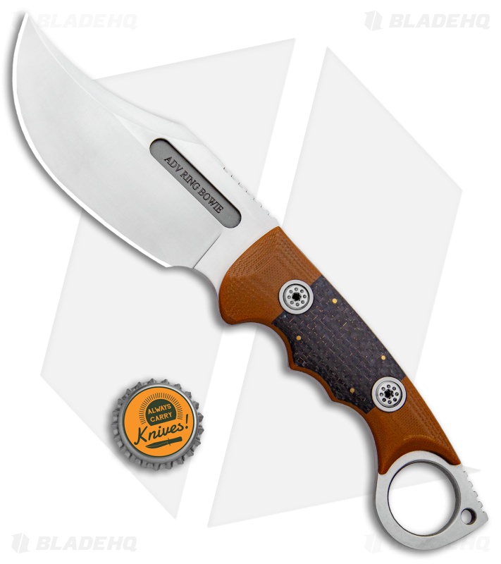 Andre De Villiers Ring Bowie Fixed Blade Knife LSCF/Tan G-10 (4.63" Satin)