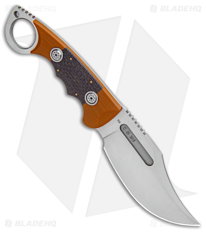 Andre De Villiers Ring Bowie Fixed Blade Knife LSCF/Tan G-10 (4.63" Satin)