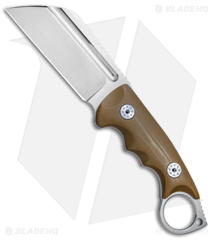 Andre De Villiers Ring Butcher Fixed Blade Knife Coyote G-10 (4" Satin D2) AdV