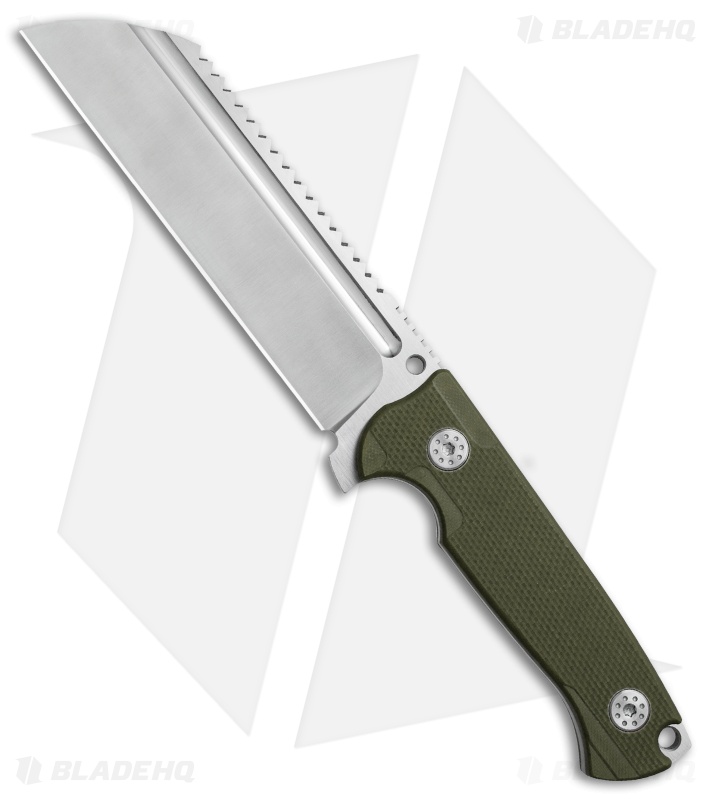 Andre De Villiers Saw Butcher Fixed Blade Knife OD Green G-10 (6" Satin) AdV