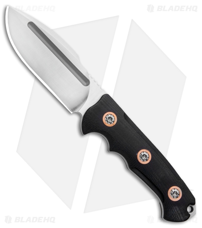 Andre De Villiers Harpoon Fixed Blade Black G-10 w/ Copper Collars (4.1" Satin)
