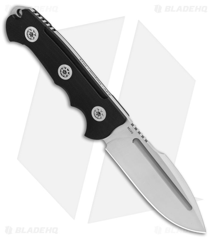 Andre De Villiers Harpoon Fixed Blade Black G-10 w/ Collars (4.1" Satin) AdV