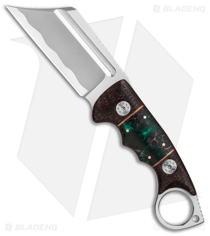 Andre De Villiers Ring Butcher Fixed Blade Green Pine/Micarta (4" Satin) AdV