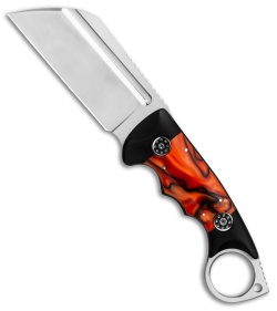 Andre De Villiers Ring Butcher Fixed Blade Orange Swirl (4" Satin) AdV