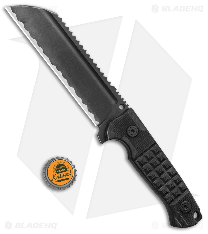 Andre De Villiers Saw Butcher Fixed Blade Knife Frag Black G-10 (5.8" Blk Hamon)