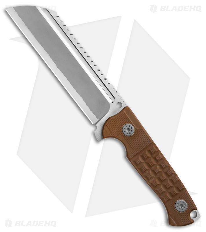 Andre De Villiers Saw Butcher Fixed Blade Frag Brown G-10 (5.8" Hamon) AdV