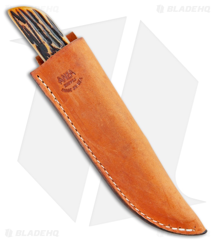 Anza Knives 709-AJB Fixed Blade Knife Amber Jigged Bone (4.5" Satin)