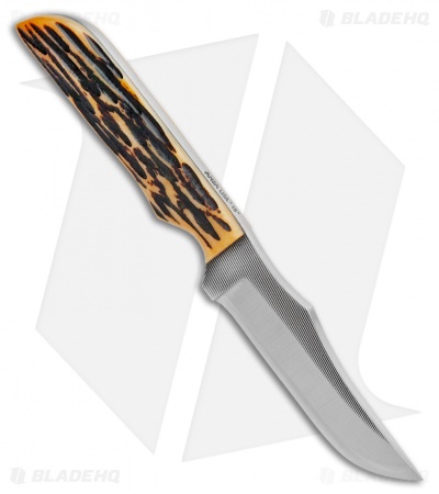 Anza Knives 709-AJB Fixed Blade Knife Amber Jigged Bone (4.5" Satin)