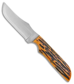 Anza Knives 709-AJB Fixed Blade Knife Amber Jigged Bone (4.5" Satin)