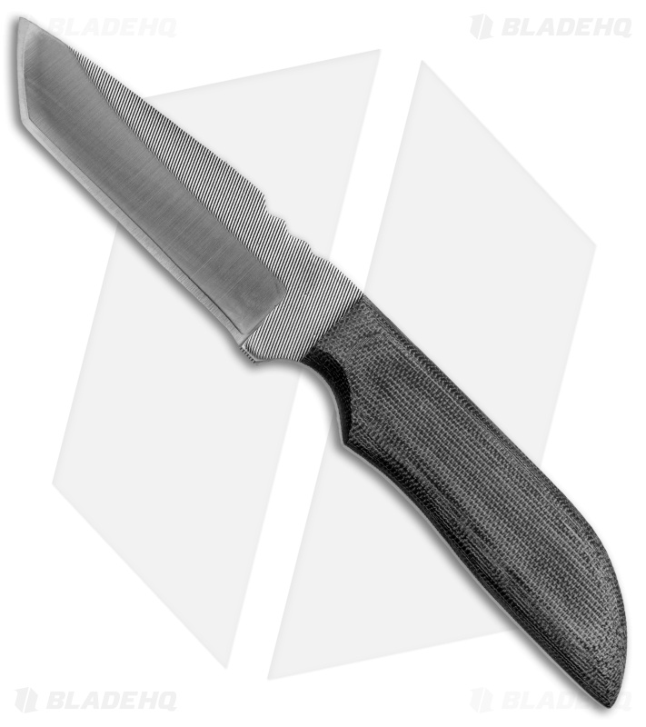 Anza Knives JWK-1M Tanto Fixed Blade Knife Gray Micarta (4" Satin)