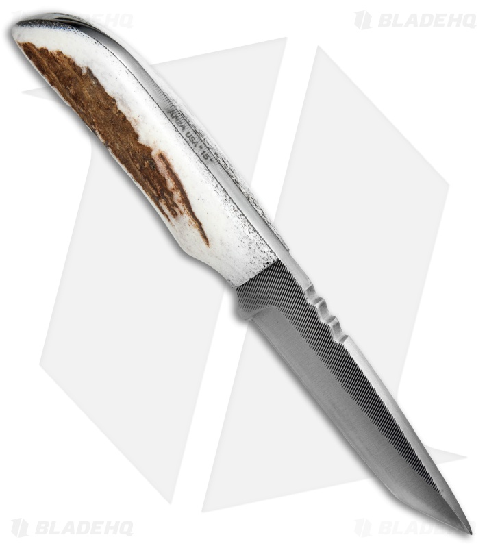 Anza Knives JWK1-FE Tanto Fixed Blade Knife Stag Horn (4" Plain)