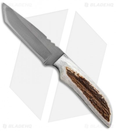 Anza Knives JWK1-FE Tanto Fixed Blade Knife Stag Horn (4" Plain)