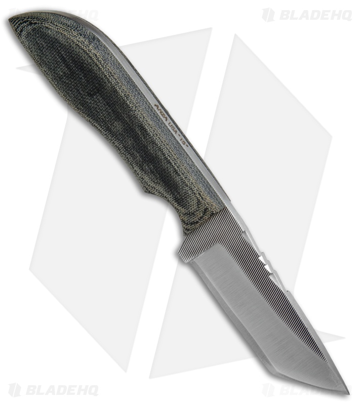 Anza Knives MC-2M Tanto Fixed Knife Gray Micarta - Blade HQ