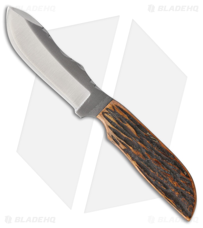 Anza Knives MC-4ABJ Fixed Blade Knife Amber Jigged Bone (4.00" Satin)