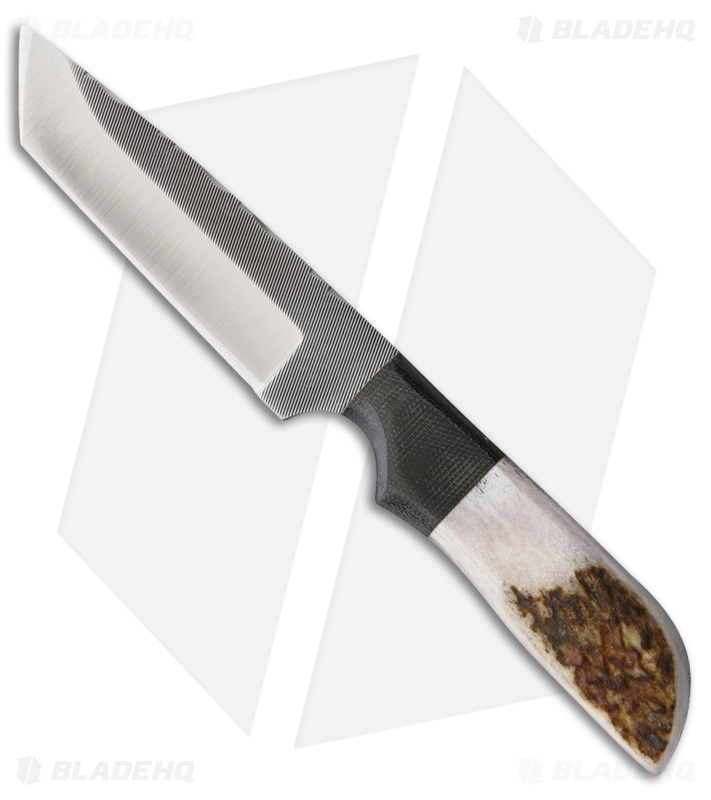 Anza Knives MC-7E Tanto Fixed Blade Knife Stag (4.5" Plain)