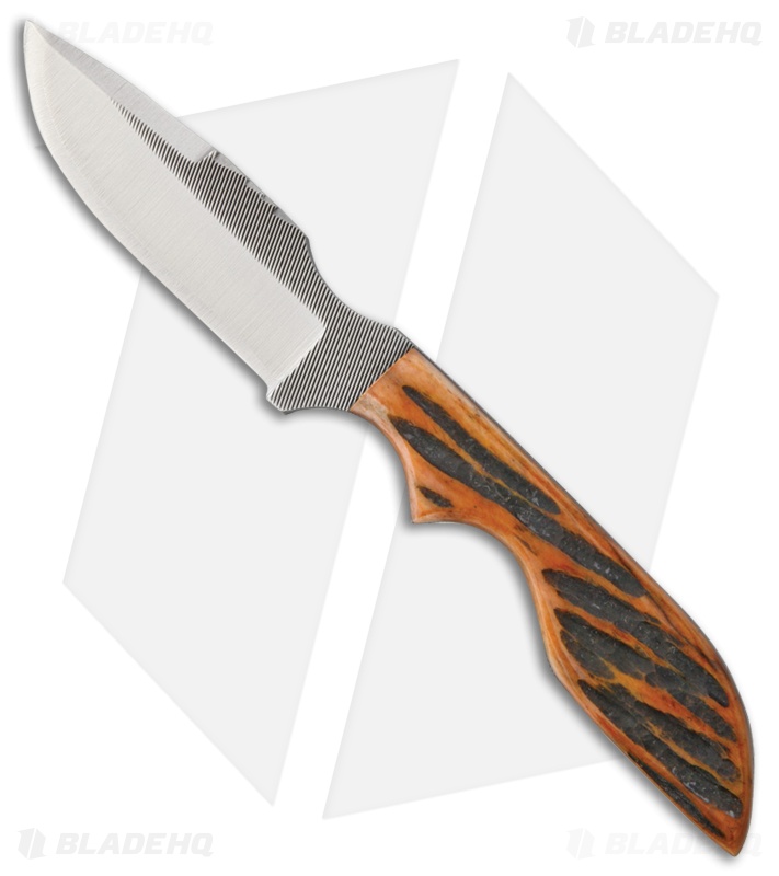 Anza Knives Mini SWAT ABJ Fixed Blade Knife Amber Bone (2.75" Satin