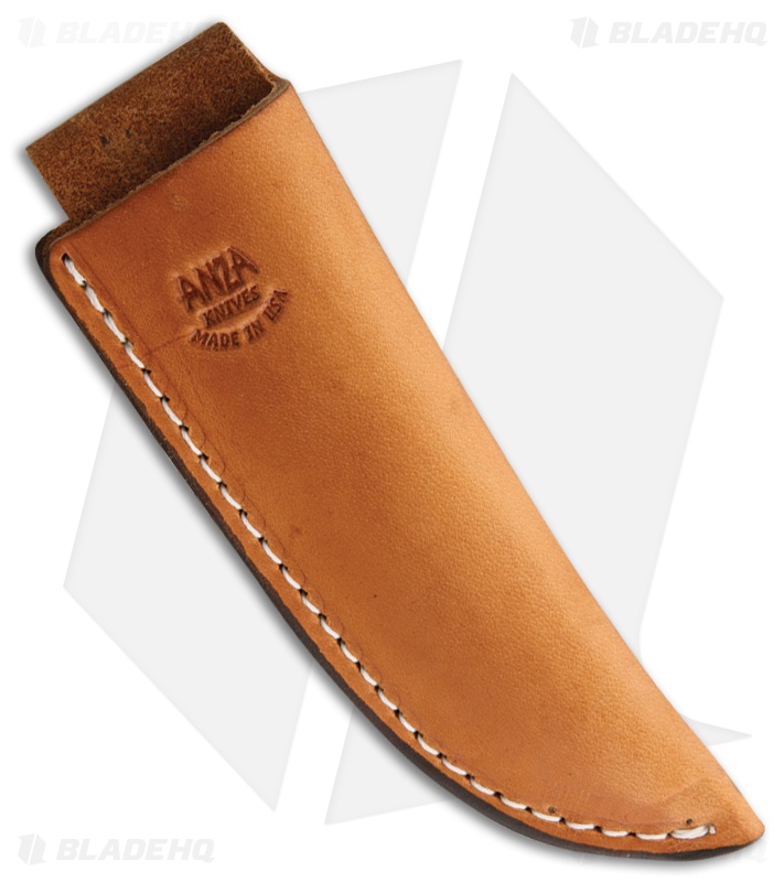 Anza Knives S-AJB Fixed Blade Knife Amber Jigged Bone (2.8" Satin)