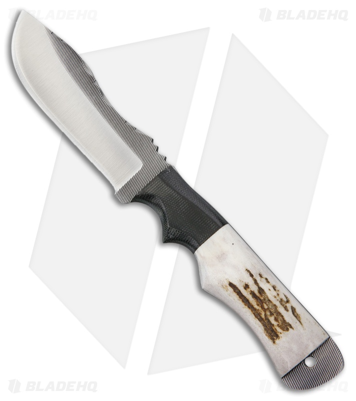 Anza Knives Tracker Fixed Blade Knife Stag and Micarta (4.4" Satin)
