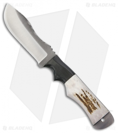 Anza Knives Tracker Fixed Blade Knife Stag and Micarta (4.4" Satin)