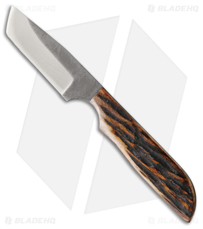 Anza Knives WK-1AJB Tanto Fixed Blade Knife Amber Jigged Bone (2.75" Satin)