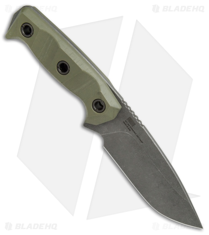 Atlas Dynamic Defense Harbinger Fixed Blade Knife OD Green G-10 (4.9" BB SW)