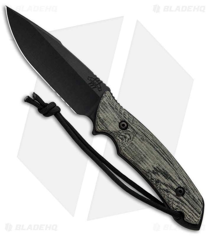 Attleboro Knives Battle Knife Fixed Blade w/ Tan Sheath (4.5" Black Serr)