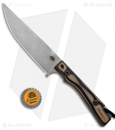 Attleboro Knives Caribou Mountain Hunter Fixed Blade Knife Tan G-10 (5.25" SW) 