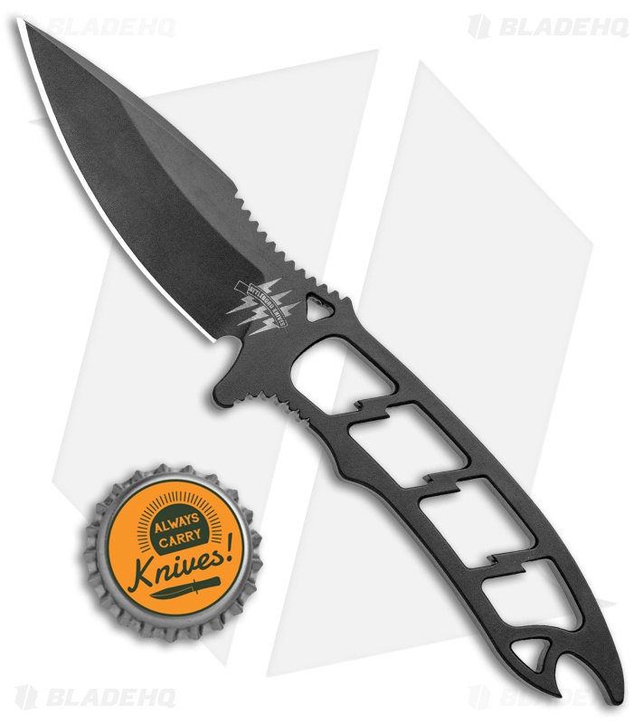 Attleboro Knives Dau Tranh Fixed Blade Neck Knife w/Black Sheath (2.5" Black)