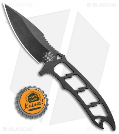 Attleboro Knives Dau Tranh Fixed Blade Neck Knife w/Black Sheath (2.5" Black)