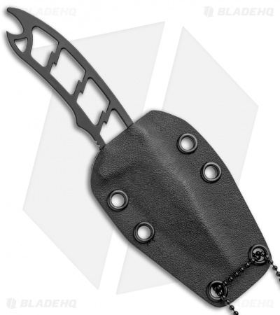 Attleboro Knives Dau Tranh Fixed Blade Neck Knife w/Black Sheath (2.5" Black)