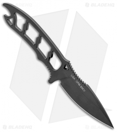 Attleboro Knives Dau Tranh Fixed Blade Neck Knife w/Black Sheath (2.5" Black)