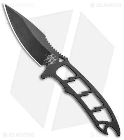Attleboro Knives Dau Tranh Fixed Blade Neck Knife w/Black Sheath (2.5" Black)