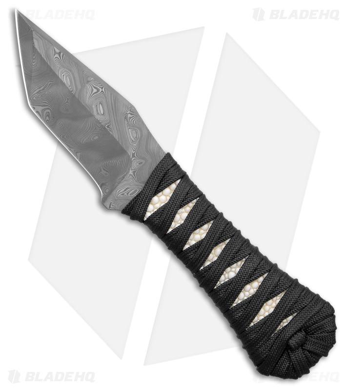 Auxiliary Manufacturing Coffin Tanto Fixed Blade Knife Paracord (2.75" Damasteel