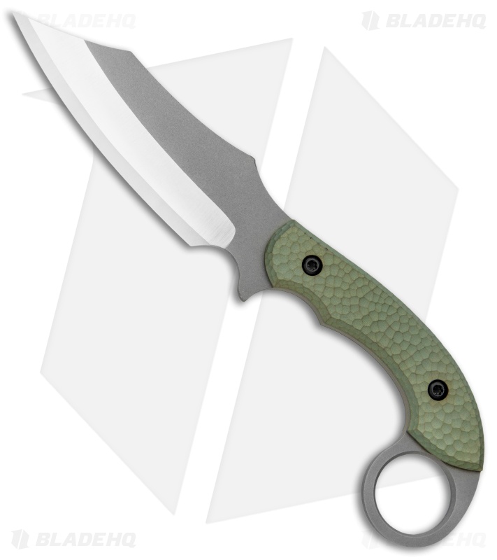 Bat Cave Blades Karambat #14 Fixed Blade Knife (4.25" Green Dimpled)