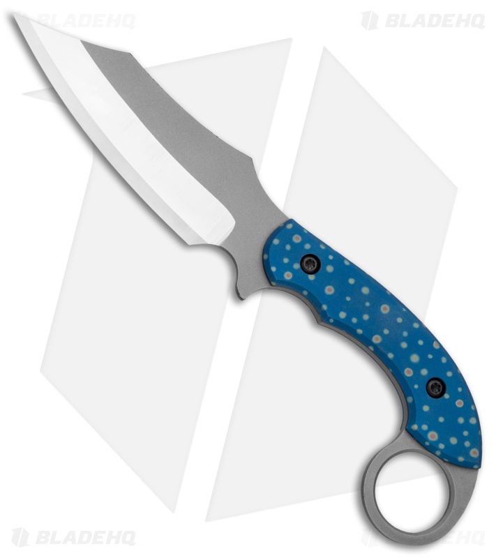 Bat Cave Blades Karambat #20 Fixed Blade Knife Blue Trout Titanium (4.25" BB)