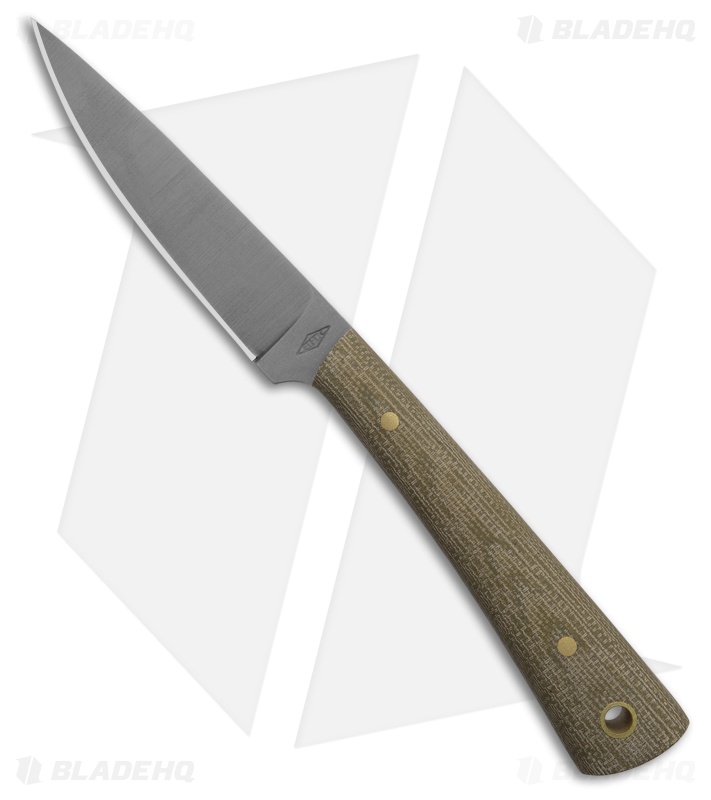 Battle Horse Knives Birch River Bird and Trout Knife Green Micarta (3" Satin )