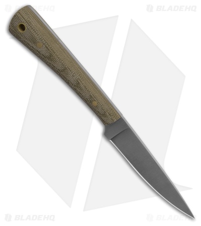 Battle Horse Knives Birch River Bird and Trout Knife Green Micarta (3" Satin )
