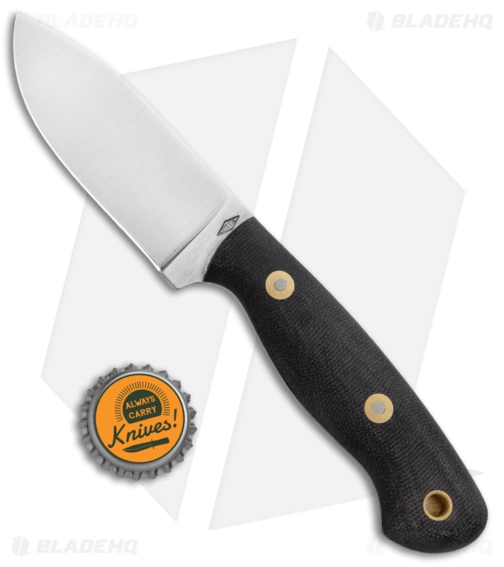 Battle Horse Knives Fox Hound Flat Fixed Blade Knife Black Micarta (3.4" Satin)